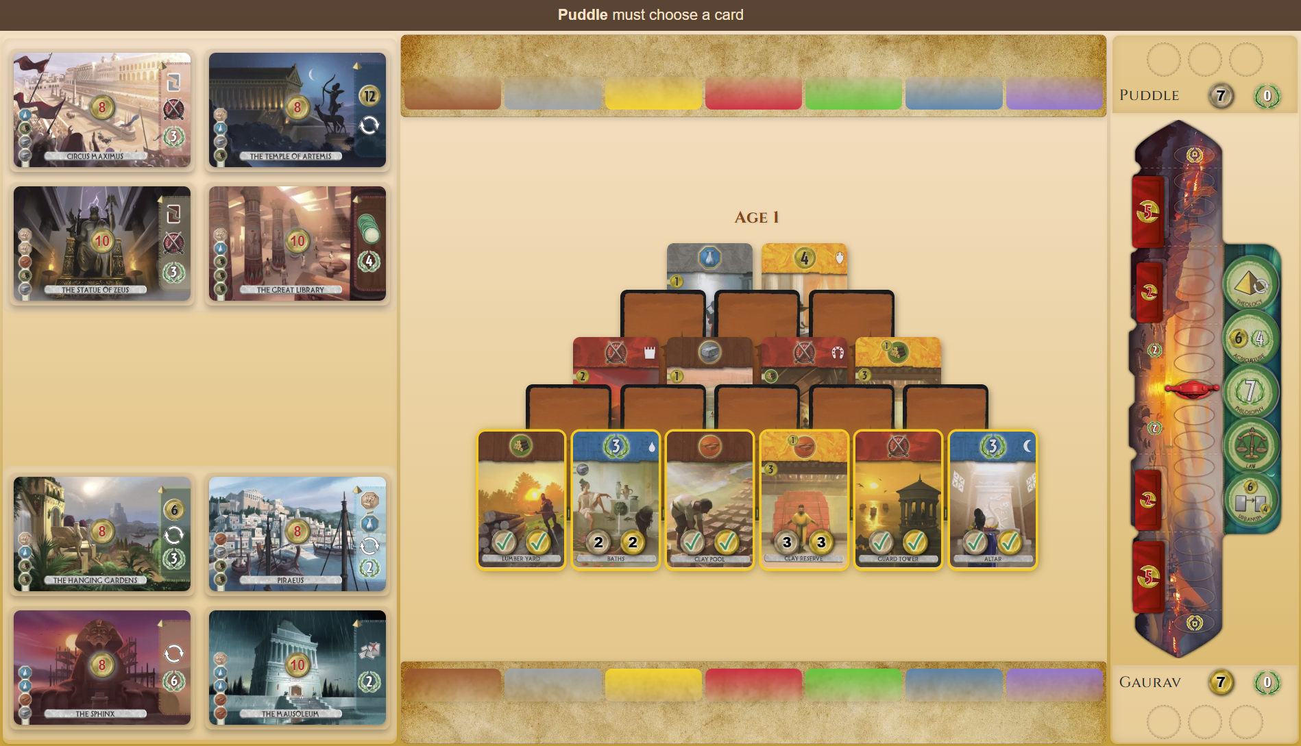 7 Wonders Duel Board State